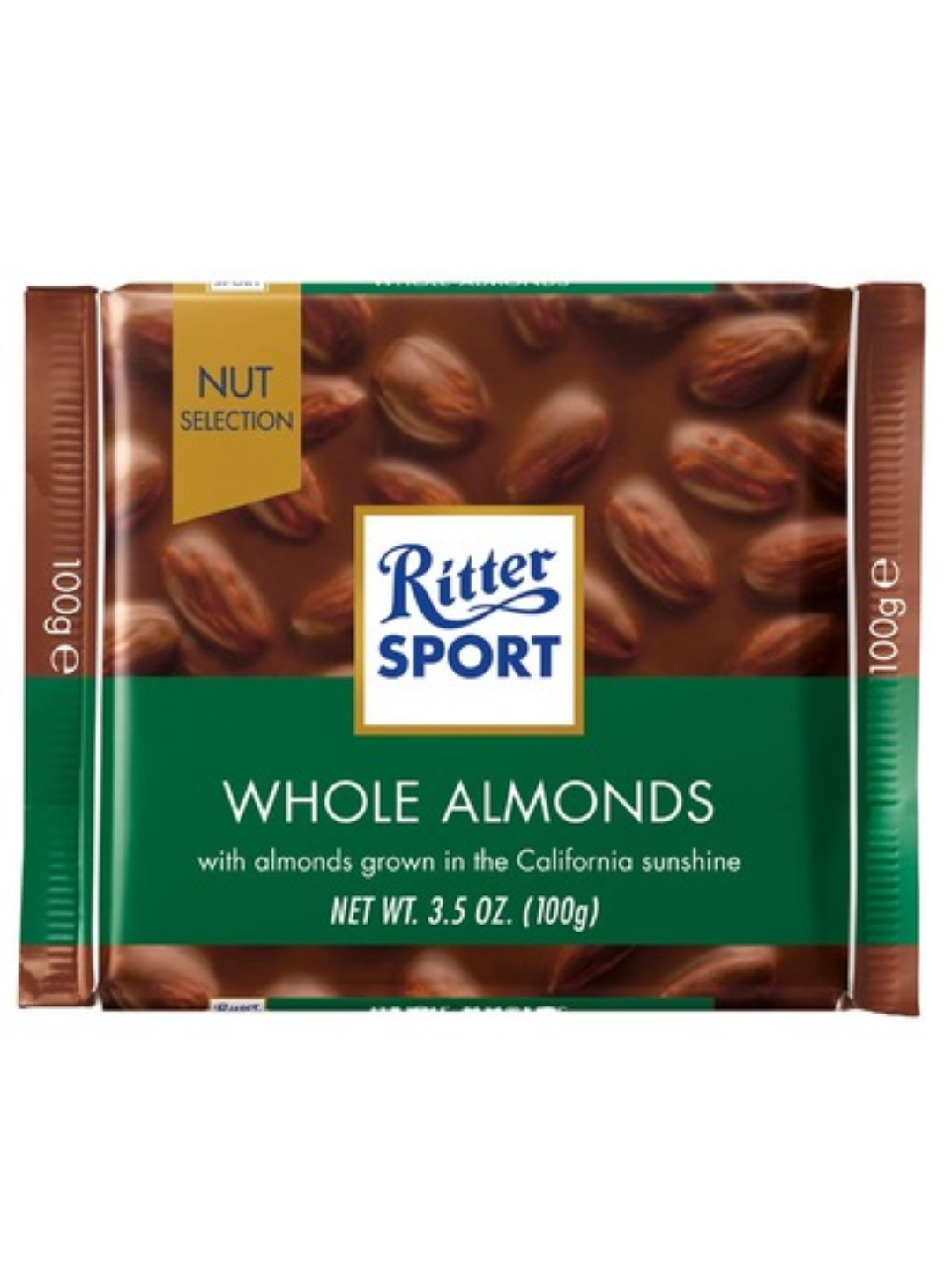 RITTER SPORT WHOLE ALMOND CHOCOLATE 100G